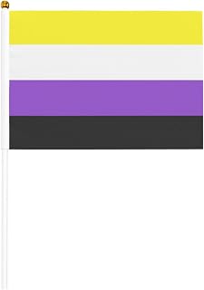 Non-Binary Pride Flag Stylish Handheld Flags - 6 Pack Mini Flags (5.5" X 8.2") for Competitions, Support, Team Activities, Outdoor, Parties