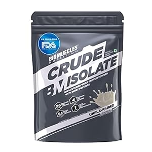 Bigmuscles Nutrition Crude Isolate 1kg, 26g Whey Protein Isolate with Whey Peptides | US FDA REGD. BRAND | 0g Sugar, 1g…