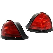 Go-Parts - Tail Lights for Ford Crown Victoria 1999-2009, Right Passenger and Left Driver Lens and Housing with 2 Bulbs and Black Molding, Replacement Pair/Set 2000 2001 2002 2003 2004