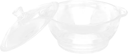 Hemoton Cacerola de vidrio redonda con tapa y asas, olla de cocina cubierta para cocinar, hornear, servir