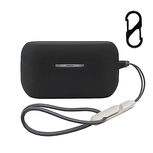 For technics EAH-AZ80 ケース 全面保護カバー 【ZENGZOUZ】 シリコンケース 軽量 カラビナ付き 紛失防止 充電対応 着脱簡単 收納ケース technics EAH-AZ80 用 カバー (ブラック)