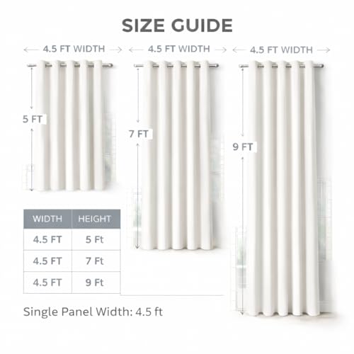 Image of Blackout Curtains for Bedroom Pack of 2 - White 9 Feet Long, 4.5 Ft Wide, Thermal Insulated Room Darkening Curtains, Light Blocking, Noise Reducing & Energy Saving Drapes (9 x 4.5 Ft)