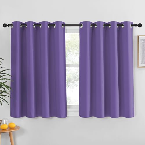 NICETOWN Lilac Purple Blackout Curtain for Living Room - Solid Thermal Insulated Grommet Blackout Panel/Drape for Bedroom Kitchen Window (1 Panel, 52 inches Wide by 54 inches Long)