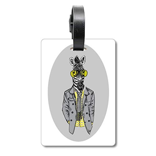Étiquette valise voyage accessoire de bagage motif lunettes jaune gris et porte-nom