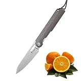 SHOOZIZ Folding Paring Knife - 3.8 Inch - XUN Series 119-D2 Steel - inen Mikta Handle - Japanese-sty