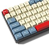 PBT Keycaps Set, Doubleshot 139 Key Caps,Cherry Profile Custom Keycap for 61/64/68/84/87/100/104/108 Mechanical Keyboard, Compatiability for 60 65 75 100 Percent Keyboads (White Blue Red)