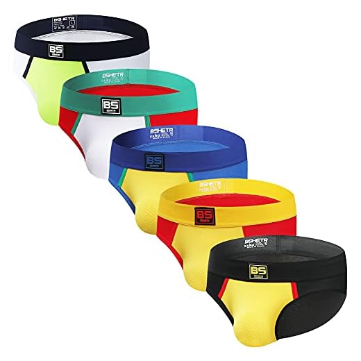 BSHETR Ropa Interior para Hombre, Paquete de 5 Calzoncillos de algodón Que absorben la Humedad, Color de Contraste de Cintura Baja (R026, L)