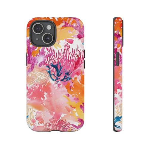 Coque iPhone 15 corail aquarelle rose : l'accessoire été chic