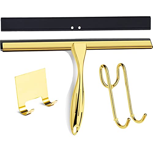 Shower Squeegee, 14 Inch Bathroom Squeegee with Spare Silicone Blade, ...