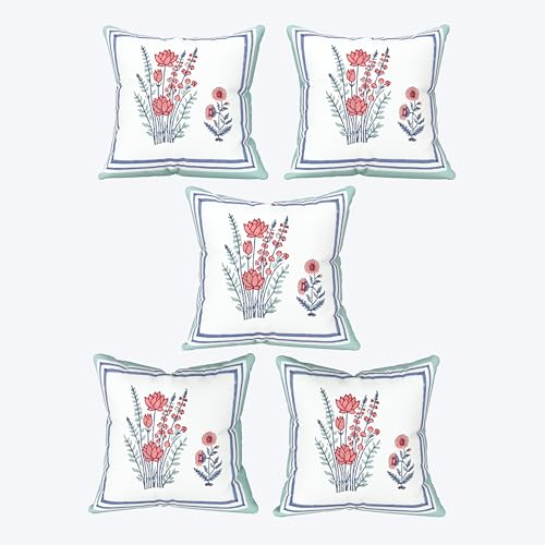 Image of BLOCKS OF INDIA Hand Block Printed Cotton Cushion Cover (16 x 16 inches) (Cushion 10)