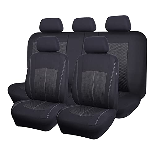 Flying Banner Car Seat Covers Full Set Universal fit Most Car,Truck,SUV and Van Comfortable Airbag Compatible Jacquard & Polyester (Full Set - Low Back, Black) by Flying Banner - Used condition - US$27.48