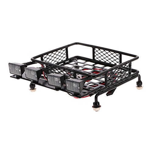 OWSOO Rack de Bagageiro com Barra de Luz Quadrada para 1/10 RC Crawler Axial SCX10 D90 110 Traxxas T