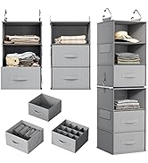 Pipishell 6-Shelf Hanging Closet Organizer, 3-Tier Removable Drawers, Extra Strong & Stable Polyp...