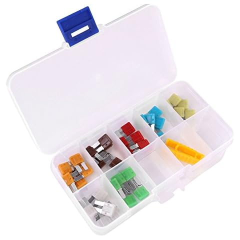 Graceme Auto Car 5A 7.5A 10A 15A 20A 25A 30A ATO ATC Micro II 2 Blade Fuse Assortment 35 Pieces Cover
