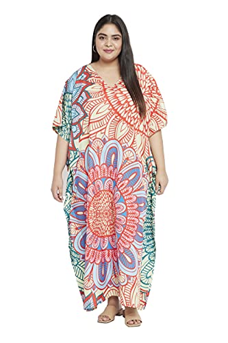 Image of Oussum Women Plus Size Kaftan Kimono Loose Maxi summer dresses for women Beach 3 /4 Sleeve Casual lounge dress Boho
