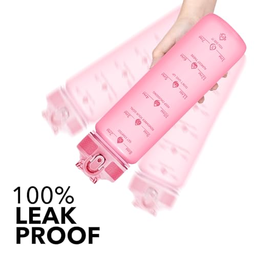Image of Hyeta 32oz Water Bottles with Straw - Stay Motivated and Hydrated with Convenient Times to Drink Markings, Durable, Leak-proof
