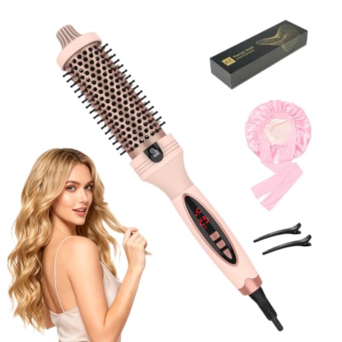 IUIBeauty Thermal Brush, Blowout Brush for Hair – Straightens, Volumizes & Curls with Negative Ion Technology, Digital Display, Pink