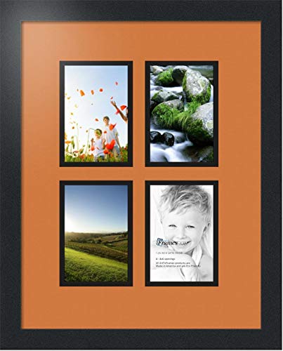 ArtToFrames Collage Photo Frame Double Mat with 4 - 4x6 Openings and Satin Black Frame