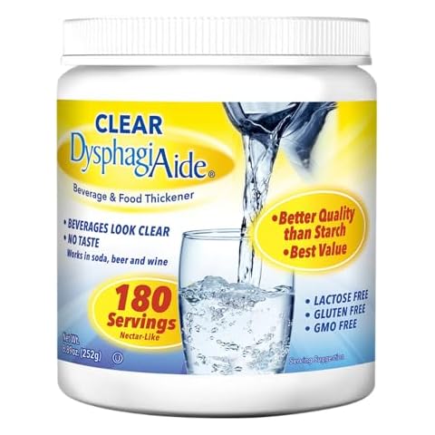 Clear DysphagiAide Thickener Powder - 180 Servings - Liquid and Drink Thickener for Dysphagia, (Nectar Thick Consistency and Honey Thick Consistency), Pack of 1 Cover