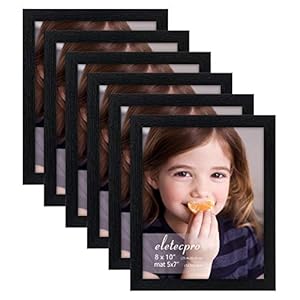 eletecpro 8×10 Picture Frames Set of 6,High Definition Glass – Display Pictures 5×7 With Mat and 8×10 Without Mat for Tabletop or Wall Decor, Black