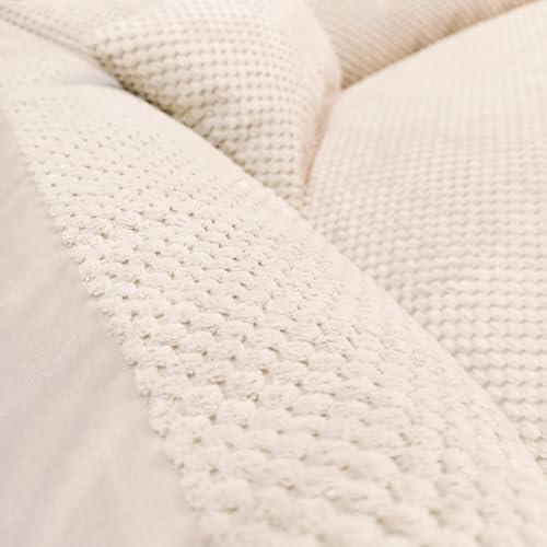 4L Textil Teo Kuscheliges Hundebett Bezug abnehmbar und waschbar Hundekorb mittelgroße Hunde Hundekissen flauschig Hundekörbchen Hundesofa (Ersatzbezug(100x80 cm), Beige)