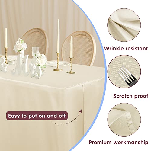 Holidayideas Fitted Table Covers For 6 Foot Tables - 72 X 30 Inch - 2 Pack Rectangle Beige Table Clothes Polyester Fabric Table Cover For Buffet Table, Parties, Holiday Dinner, Wedding, Trade Show #TOP1