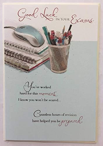 Good Luck in Your Exams Quality with Silver Foil Nice Verse Greeting Card New