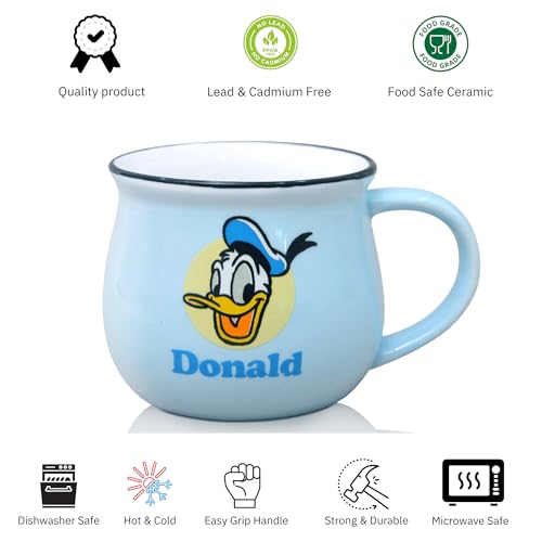 Image of Clay Craft Disney Mickey Mouse & Friends Ceramic Mug Set, Set of 6 | Character Printed Mugs with Mickey, Minnie, Donald, Daisy, Goofy & Pluto | Gift for Home, Office, Family & Disney Lovers | 170 ml