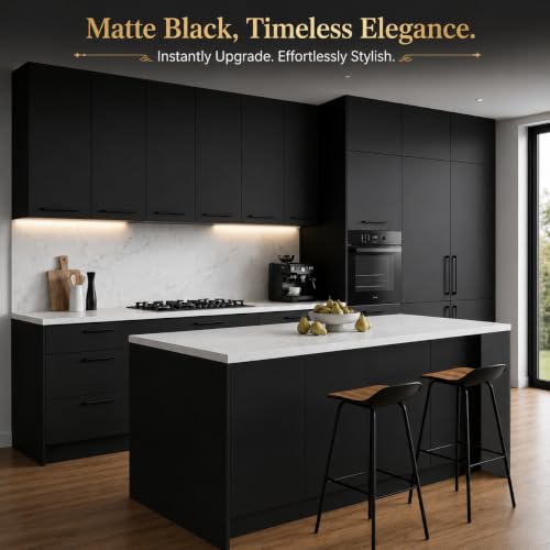 Image of HOME13 Black Matte Wallpaper Peel and Stick Black Contact Paper Self Adhesive Removable for Cabinets Bedroom Drawer Liner Table and Door Decoration(20x50 Inch)
