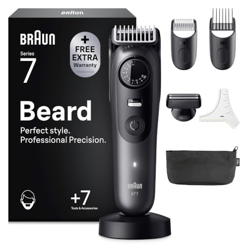 Braun Serie 7 Regolabarba Uomo, 7 Accessori, Custodia BT7525 Grigio