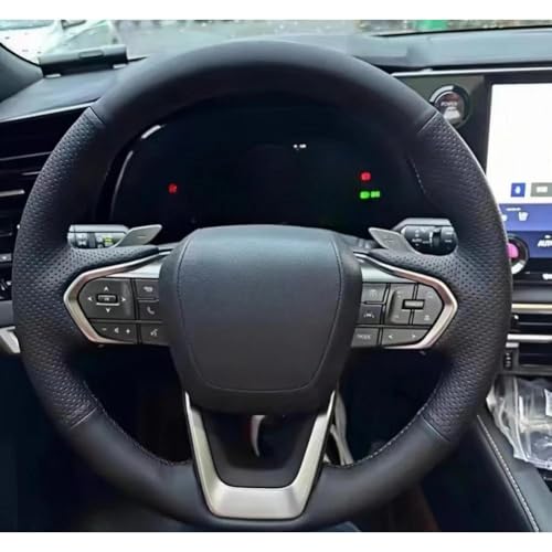 BNZATYDG 手縫いブラックレザーカーステアリングホイールカバー、レクサス NX 250 NX260 NX350 NX350h NX450h+ 2022-2024用