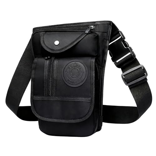 riñonera Moto Pierna Herren Damen Motorrad Tasche Bein mit Verstellbarem Beinriemen, Pernera Moto, Bolsa Pierna Moto, Hüfttasche, Schwarz Oberschenkeltasche Geeignet für Reise、Camping、Trekk