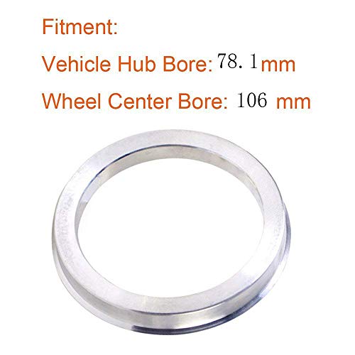 Image of ZHTEAPR 4pc Wheel Hub Centric Rings 106 to 78.1 OD 106mm ID 78.1mm - Aluminium Alloy Wheel Hubrings 78.1 to 106