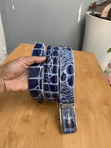 Genuine crocodile alligator leather skin PATINA PAINT belt buckle for men, handmade Men's belt, gift for him3
