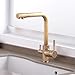 Mixer Tap Gold Decorryly Osmosis Filtr wody Trójdrożne krany do zlewu Mikser Obrotowe oczyszczanie wody Baterie kuchenne 3 w 1, przełącznik ciepłej i zimnej wody Czyste krany (antyczny kolor)