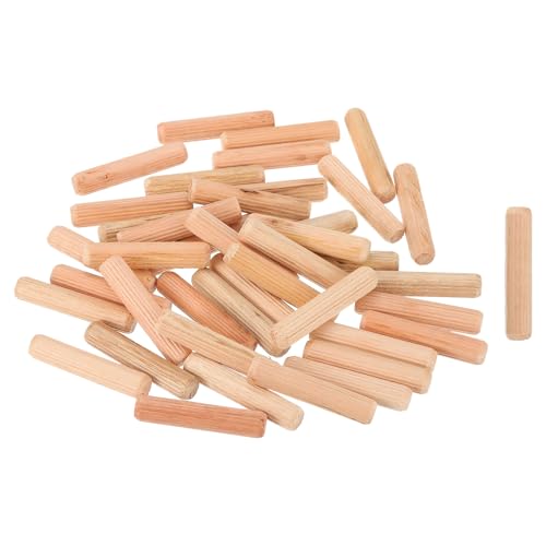 uxcell 200Pcs 2/5" x 2" Wooden Dowel Pins, Wood Dowels Rods, Furniture Woodworking Grooved Fluted Pin, Wooden Dowels Fluted for Craft, DIY Projects