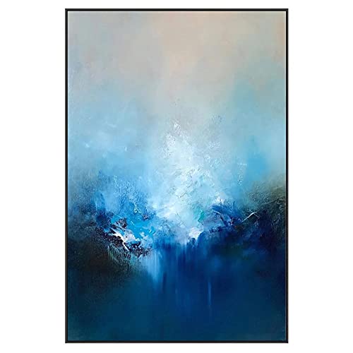LCDIUDIU Tableau Peinture Huile sur Toile, Abstrait Bleu Texture Impressionnisme Oeuvre Moderne Originale Peintures À l'huile Peintes À La Main sans Cadre sur Toile Art Mural pour Salon Chambre Burea
