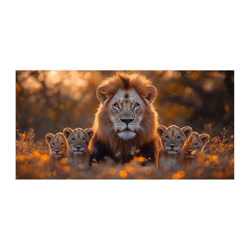 Toile lion marron 70x140cm WIKEO art mural salon et chambre