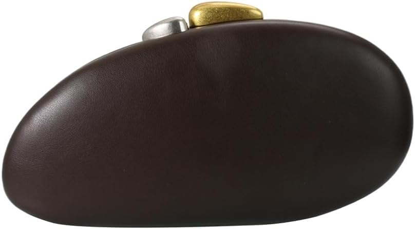 Women Trendy Faux Leather Shell Evening Bag Metallic Closure Vegan Clutch Chain Strap Crossbody Bag for Casual Party