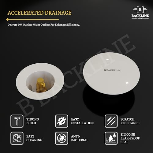 Image of B Backline Brass 5-Inch Pop up Waste Coupling for Wash Basin | 32 MM Full Thread Waste Coupling For Basin (White Glossy, 5-INCH)