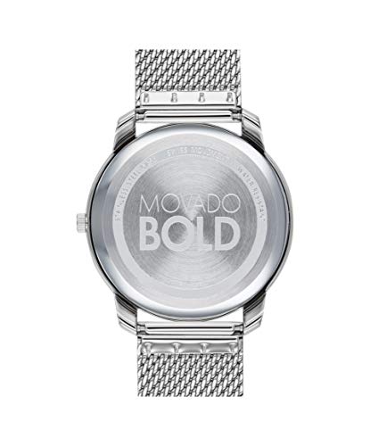 Movado Bold Thin Men's Swiss Quartz Stainless Steel And Mesh Bracelet Casual Watch, Color: Silver (Model: 3600589) #TOP2