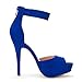 DREAM PAIRS SWAN-05 New Women's Ankle Strap Back Zipper Peep Toe High Heel Platform Pump Shoes, Royal Blue, 9 B(M) US