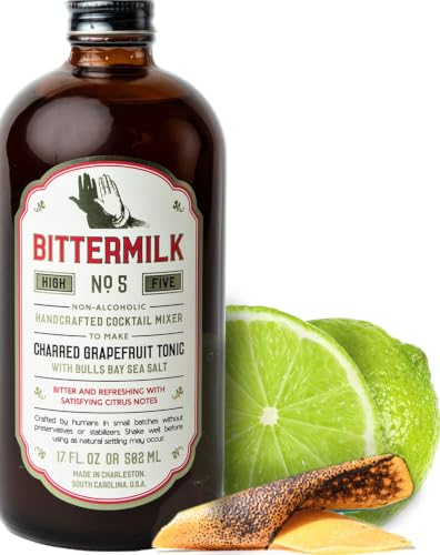 Bittermilk No.5 Charred Grapefruit Tonic Mixer, 17 oz | Premium Handmade Craft Cocktail Mixers, All-Natural Drink Mixer & Bar Syrups