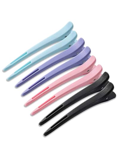 GAJUS 8 Pezzi Fermagli per Capelli Professionali, Pinze a Becco D'Anatra con Banda in Silicone Antiscivolo per Styling Sezione Capelli, Ideali per Parrucchieri - Set Morandi