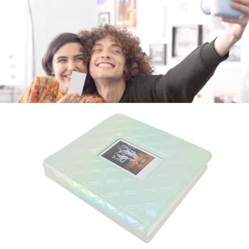 Photo Album 36 Pages | 288 & 1 Compartments PU Leather Cover | Shielded PVC Lining for 3in Photos/Cards/Tickets | Lightweight & Tough Memory Keeper (Colorful Green)
