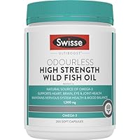 Swisse Ultiboost High Strength Odourless Wild Fish Oil - For Heart, Brain, Eye & Joint Health Support - 200 Capsules