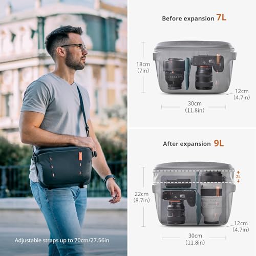 Image of PGYTECH OneMo Sling Camera Bag 7L-9L,Black Crossbody Camera Shoulder Bag | Waterproof Camera Case for Photographers Travel, DSLR Camera Bag for Sony /Canon /Nikon /DJI Mavic /Mirrorless /Tripod /Laptop