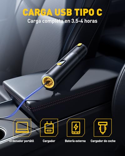 AUXITO Aspirador de Mano - Aspirador Coche de 24000 Pa, Autonomía de 30 Minutos,4 en 1, Recargable, Portátil y Ligero, Mini Aspiradora Potente para Coche, Hogar, Oficina y Pelo de Mascotas - imagen 7