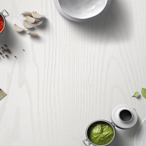 Oxdigi White Silver Wood Contact Paper - 23.6 x 196 Inches - Self-Adhesive, Removable and Waterproof - Ideal Peel and Stick Wallpaper for Cabinet, Countertop, Desktop, Rental Property, Kitchen