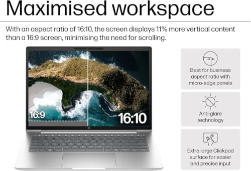 Image of HP ProBook 4 G1ah Business AI PC Laptop (14 inch FHD+ Anti-Glare, AMD Ryzen 5 220 (> Intel Ultra 7 155U), 16GB DDR5, 512GB SSD, Radeon 740M Graphics), HP Wolf Security, 1080p Webcam w / Shutter, Win 11 Pro